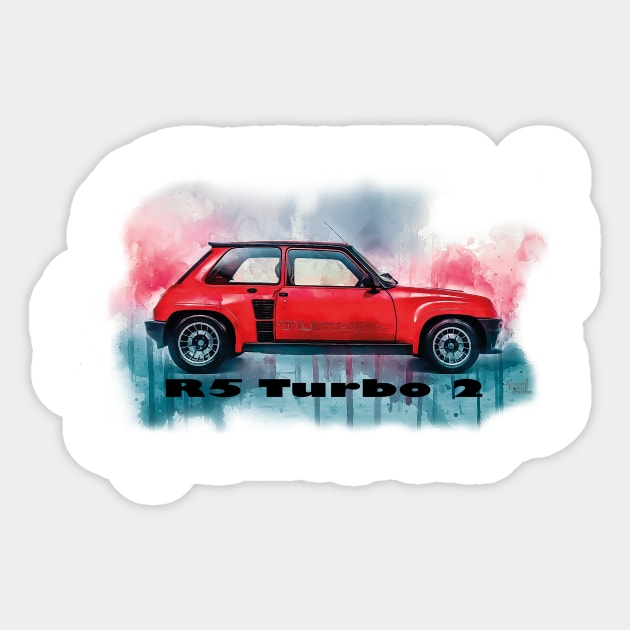 Renault 5 Turbo 2 Splash Art Sticker by AaaahEeeekStudio